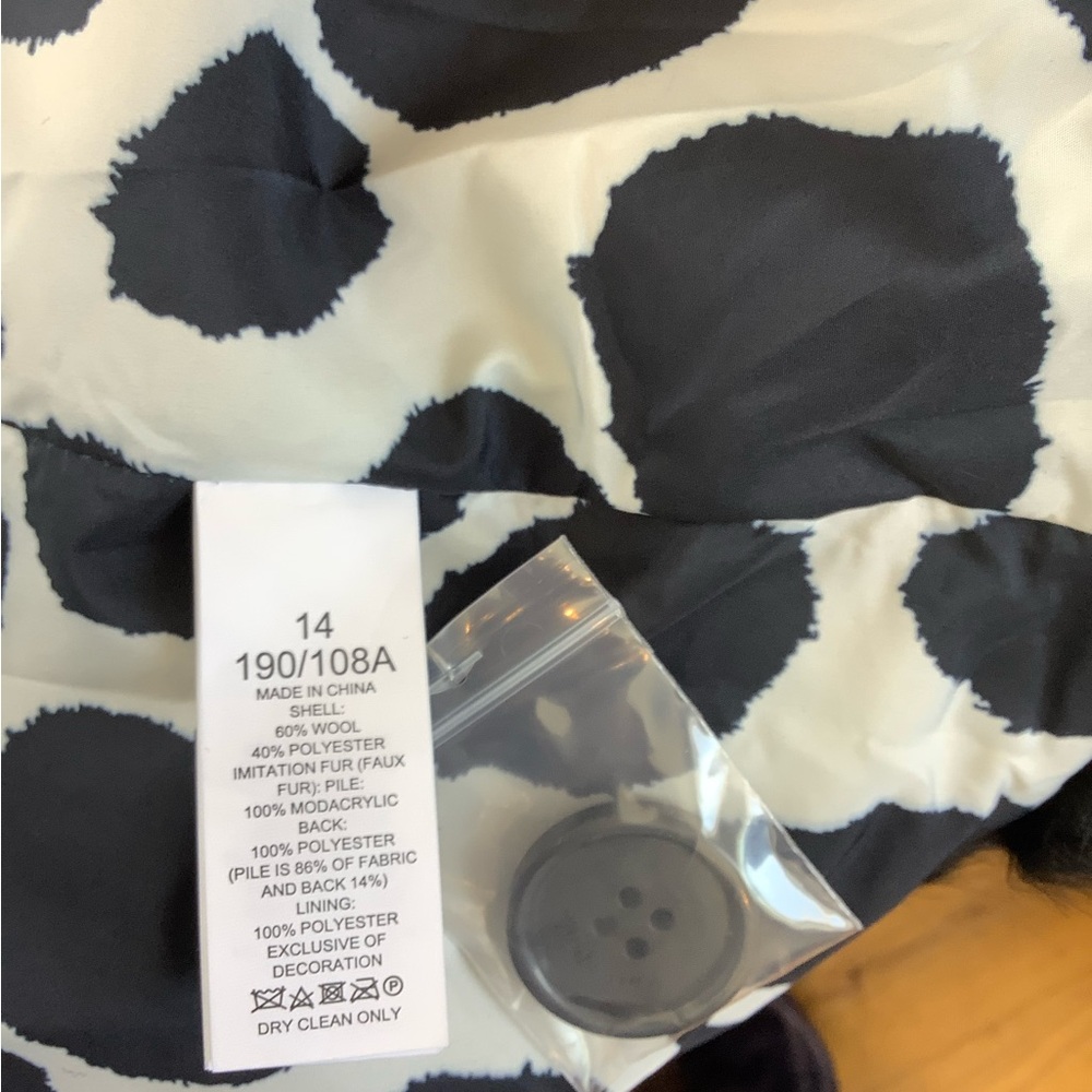 Kate Spade Wool Faux Fur Hem Wool Coat. Black. Size 14. NWT. - Picture 7 of 7